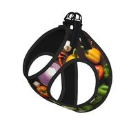 Introduction Of Various Vegetables Print Adjustable Reflective Harness Leash Set For Cats, Dogs And Small Pets, Soft Breathable Mesh Walking Vest With Escape-Proof Lead