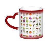 Introduction of Various Vegetables Print Ceramic Mug, Black to White Thermochromic Coffee Cup for Home Office Cafe