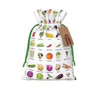 Introduction Of Various Vegetables Print Christmas Bag Drawstring Sack For Presents Xmas Seasonal Decor Gift Party Supplies