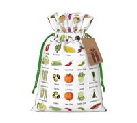 Introduction Of Various Vegetables Print Christmas Bag Holiday Present Sack Xmas For Seasonal Decor Gift Wrapping
