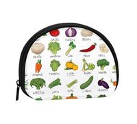 Introduction of Various Vegetables Print Coin Purse Mini Wallet for Women Girls Personality Small Coin Pouch Shell Storage Bag Clutch Wallets, One Size, Casual