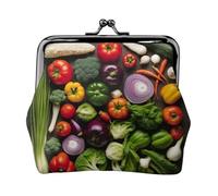 Introduction of various vegetables print Coin Purse Small Change Purse Card Holder Coin Pouch Small Wallet for Women and Men, Black, One Size, Vintage