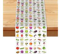 Introduction of Various Vegetables Print Decorative Linen Table Runner for Everyday Dining Wedding Party Holiday Home Decor