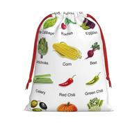 Introduction Of Various Vegetables Print Drawstring Gift Decor Bag Reusable Birthday Wedding Anniversaries Daily Storage