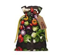 Introduction Of Various Vegetables Print Drawstring Pouch For Gifts,Reusable Adorable Gift Bags,Perfect For Jewelry And More