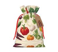 Introduction Of Various Vegetables Print Drawstring Pouch For Gifts,Reusable Adorable Gift Bags,Perfect For Jewelry And More