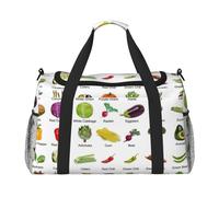 Introduction of various vegetables Print Everyday Use Travel Duffle Bag Large Capacity Travel Bag Stylish Functional Bag, Black, One Size
