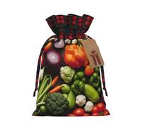 Introduction Of Various Vegetables Print Festive Drawstring Gift Eco-Friendly Bags Reusable Pouches Birthday Wedding Party