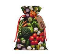 Introduction Of Various Vegetables Print Gift Drawstring Bags For Birthday Season Decor Present Sacks Party Festive Favors