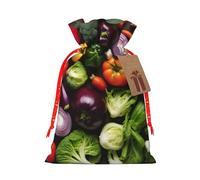 Introduction Of Various Vegetables Print Gift Drawstring Bags Reusable Holiday Party Favors Treats Accessories Or Keepsakes