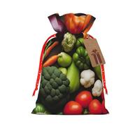 Introduction Of Various Vegetables Print Gift Drawstring Bags Reusable Holiday Party Favors Treats Accessories Or Keepsakes