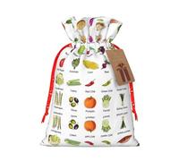 Introduction Of Various Vegetables Print Gift Drawstring Bags Reusable Present Sack Versatile Birthday Holiday Party Favors
