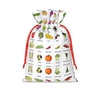 Introduction Of Various Vegetables Print Gift Drawstring Bags Reusable Present Sack Versatile Birthday Holiday Party Favors