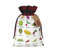 Introduction Of Various Vegetables Print Gift Drawstring Reusable Pouches For Holiday Birthday Wedding Party Favors Bags