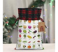 Introduction Of Various Vegetables Print Gift Drawstring Reusable Pouches For Holiday Birthday Wedding Party Favors Bags