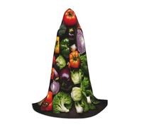 Introduction of Various Vegetables Print Hooded Robe Adult Wizard Robes Monk Priest Cloak Halloween Cosplay Knight Hood Cape, Black, S