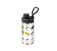 Introduction of Various Vegetables Print Insulated Metal Water Bottle, 12 Oz Stainless Steel Space Sport Bottle Keeps Cold and Hot