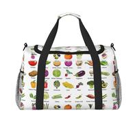 Introduction of Various Vegetables Print Large Capacity Hand Carry Bag for Women Foldable Carry On Tote for Airplane Travel