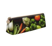 Introduction Of Various Vegetables Print Leather Pencil Case Zipper Pencil Multifunctional Stationery Bags