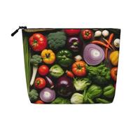 Introduction of Various Vegetables Print Lightweight Makeup Bag Women Daily Travel Weekend Getaways Toiletry Cosmetic Pouch