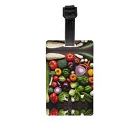 Introduction of Various Vegetables Print Luggage Tag â€“ Full-Back Privacy Cover Suitcase ID Label for Women & Men, PVC Travel Name ID Tag