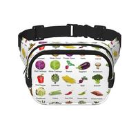 Introduction of various vegetables Print Men and Women Square Double Layer Waist Bag Workout Crossbody Travel Waist Bag, Black, One Size