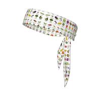 Introduction of Various Vegetables Print Multifunctional Sweat Wicking Sports Head Tie Headband for Tennis Basketball Karate