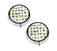 Introduction of Various Vegetables Print Pill Box 3 Compartment Medicine Pill Case,Portable for Pocket Or Purse Pill Organizer Decorative Metal Medicine Vitamin Organizer Unique Gift
