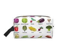 Introduction of Various Vegetables Print Portable Travel Toiletry Storage Bag Large Capacity 600D Polyester Cosmetic Storage Bag