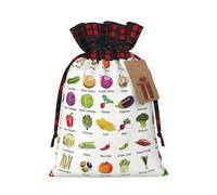 Introduction Of Various Vegetables Print Reusable Gift Drawstring Decor Bags Holiday Wedding Party Favors Present Packaging