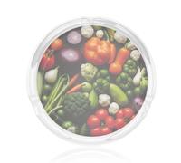 Introduction Of Various Vegetables Print Round Glass Ashtray For Decor Living Room Bedroom Meeting Room Smoking Accessory