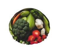 Introduction Of Various Vegetables Print Shower Cap For Women,Reusable Bath Cap,Breathable Shower Caps,Bathing Shower Caps With Adjustable