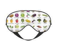 Introduction of Various Vegetables Print Sleep Mask Silk Eye Cover Soft Satin Blindfold Elastic Strap Night Eyeshade Travel Nap for Women Men