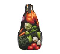 Introduction Of Various Vegetables Print Sling Bag For Women Men Fashion One Shoulder Crossbody Bag Travel Fanny Pack Cross Body Bags