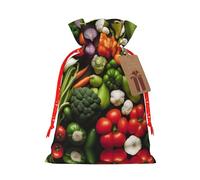 Introduction Of Various Vegetables Print Small Drawstring Pouch For Gifts,Reusable Gift Bag,For Holiday And Party Presents