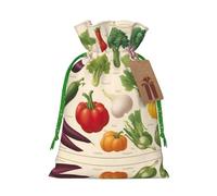 Introduction Of Various Vegetables Print Small Drawstring Pouch For Gifts,Reusable Gift Bag,For Holiday And Party Presents