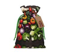 Introduction Of Various Vegetables Print Small Drawstring Pouch For Gifts,Reusable Gift Bag,For Holiday And Party Presents