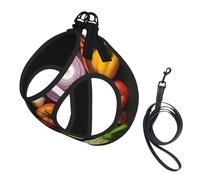 Introduction of Various Vegetables Print Step in Dog Harness and Leash Set,Adjustable Reflective Harness for Small Dogs Cats
