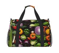 Introduction Of Various Vegetables Print Travel Hand Travel Bag Weekender Overnight Carry On Tote Foldable Crossbody Bag