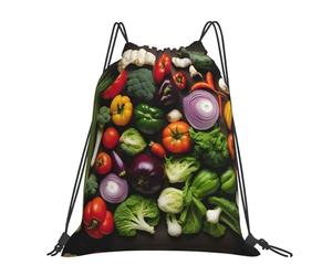 Introduction Of Various Vegetables Print Unisex Drawstring Backpack Adjustable String Backpack Waterproof Drawstring Bag For Hiking Travel Picnic