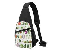 Introduction of Various Vegetables Printed Chest Bag Sling Bag for Men Women, Outdoor Crossbody Fanny Packs Hiking Chest Packs Sport Daypacks