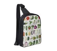 Introduction of Various Vegetables Printed Chest Bag Sling Bag for Men Women, Waterproof Crossbody Backpack Men Bag for Runner Workout Hiking Cycling Travel