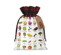 Introduction of various vegetables Printed Gift Bags with Drawstring - Christmas Party Holiday Sacks - Festive Pouches for Goodie, Treats