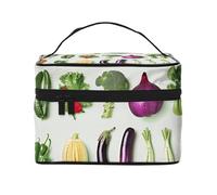 Introduction of Various Vegetables Printed Makeup Bag Travel Cosmetic Bags for Women Cosmetic Storage Bag Zipper Toiletry Bag Organizer with Handle