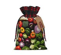 Introduction of various vegetables Printed Reusable Gift Bags - Christmas Drawstring Pouches for Xmas, Birthday, Wedding, Holidays