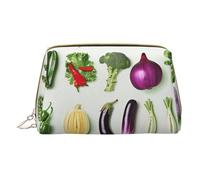 Introduction of Various Vegetables Printed Small Makeup Bag Portable Leather Make up Bag Travel Zipper Cosmetic Bags Organizer for Women