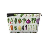 Introduction of Various Vegetables Printed Travel Cosmetic Bags with Gold Zipper Makeup Organizer Cosmetic Case Toiletry Bag for Women Mom Girls
