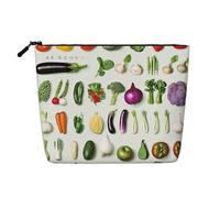 Introduction of Various Vegetables Printed Travel Makeup Bag Imitation Linen Cosmetic Bags Waterproof Cosmetic Case Organizer for Women