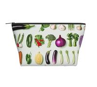 Introduction of Various Vegetables Printed Travel Makeup Bag Trapeze Cosmetic Bag Makeup Case Toiletry Bag Organiser for Women