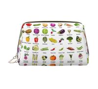 Introduction of Various Vegetables Printed Travel Toiletry Bag, Portable Storage Pouch with Three Interior Slots for Accessories